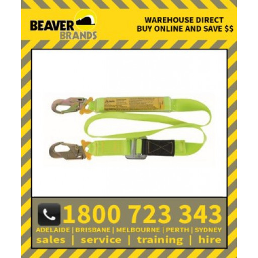 Beaver Tear Webb 2mtr Adjustable Shock Absorbing Lanyard With Bsm0007 Hooks Each End (Bl01112-Adj)