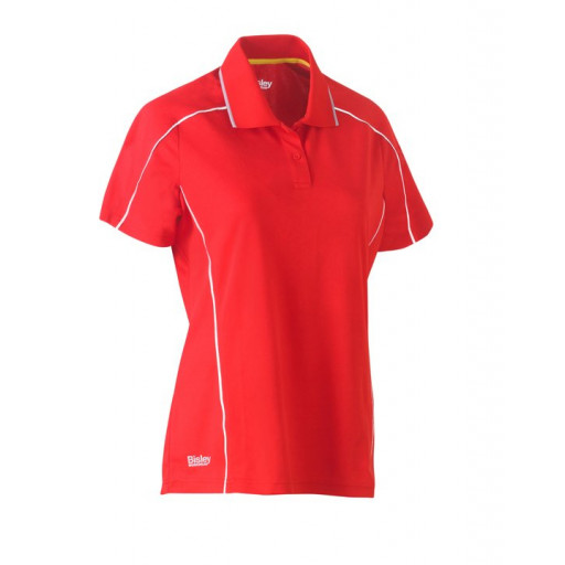 Bisley Womens Cool Mesh Polo Shirt Red
