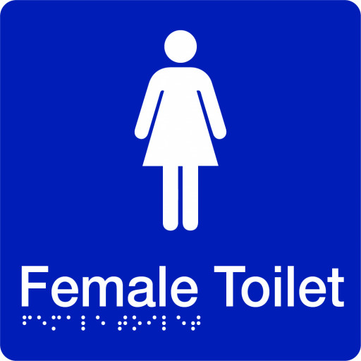 180x180mm - Braille - Blue PVC - Female Toilet (BTS002)