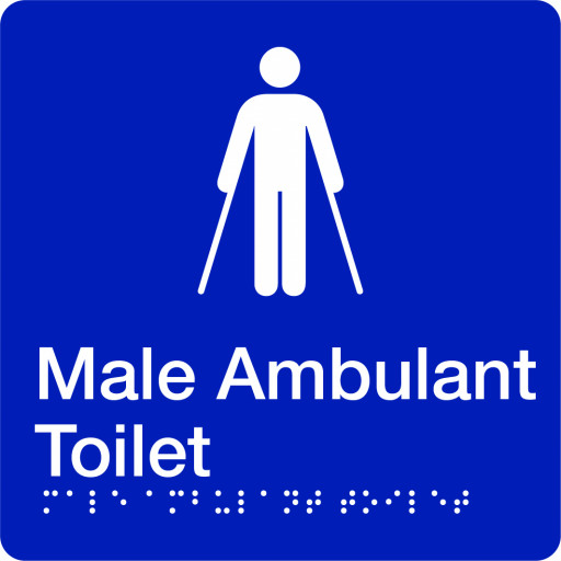 180x180mm - Braille - Blue PVC - Male Ambulant Toilet (BTS012)