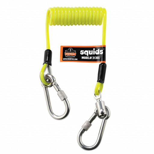 ERGODYNE SQUIDS 3130S COILED CABLE LANYARD, 0.9KG - LIME (19130)