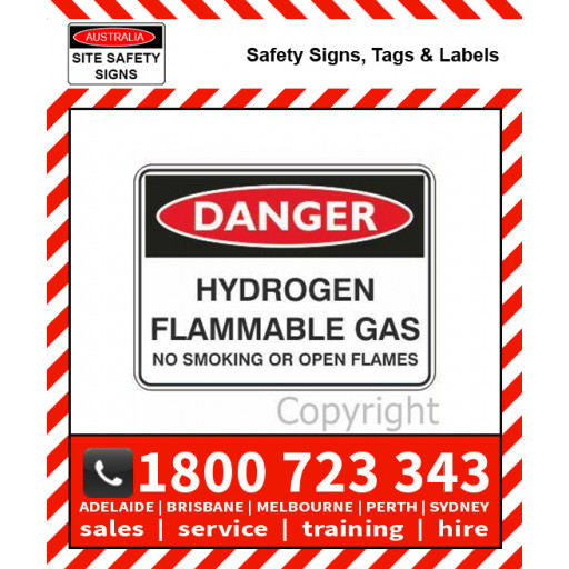 DANGER HYDROGEN FLAMMABLE GAS 450x600mm Metal