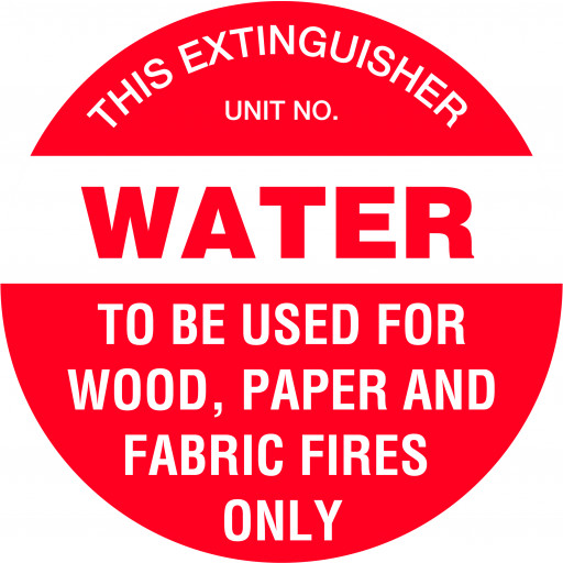 200mm Disc - Self Adhesive - Fire Extinguisher Marker - Water (Red) (FRL01A)