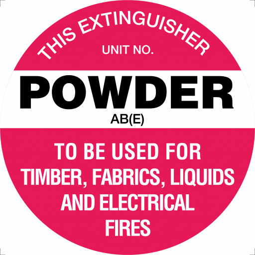 200mm Disc - Poly - Fire Extinguisher Marker - Powder AB(E) (White) (FRL05P)
