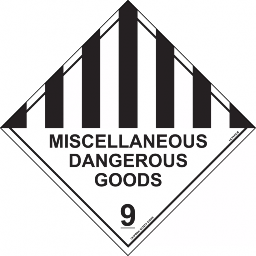 100x100mm - Self Adhesive - Pkt of 6 - Miscellaneous Dangerous Goods 9 (HLL109A)