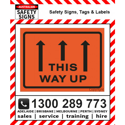 LABEL PACK THIS WAY UP 100X75mm Self Stick PVC (500 Roll)