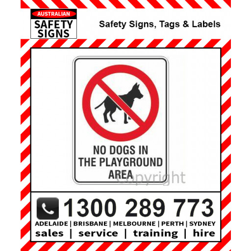 NO DOGS IN THE PLAYGROUND AREA 300x450mm Metal