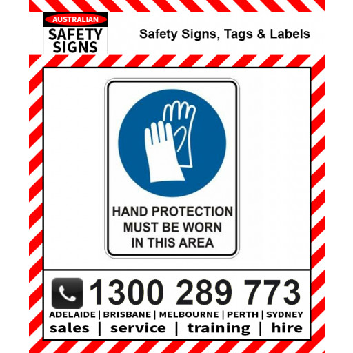 PICTO HAND PROTECTION MUST BE WORN Various Sizes Metal / Poly / Self Stick Vinyl