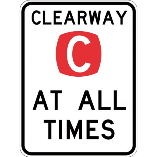 600x800mm - Class 2 - Aluminium - Clearway At All Times (R5-50A-3)