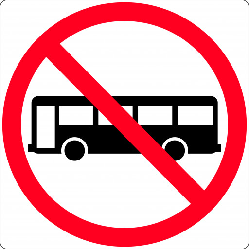 1200x1200mm - Class 1 - Aluminium - Buses Prohibited (R6-10-1C)