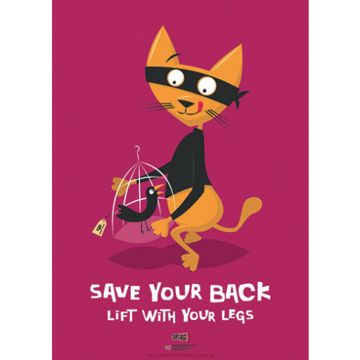594x420mm - Laminated Safety Poster - Save Your Back, Lift with Your Legs (SP1030)