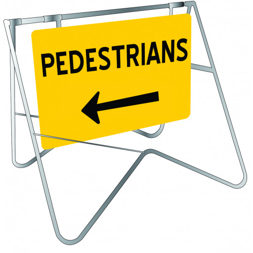 900x600mm - Swing Stand and Sign - Pedestrians (Left Arrow) (STD514)