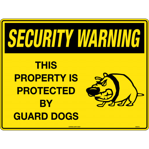 600x450mm - Metal - Security Warning This Property is Protected by Guard Dogs (SW017LM)