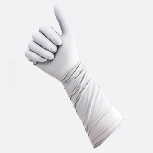TGC (Box of 40) Grey 400mm Long Cuffs Nitrile Disposable Gloves L