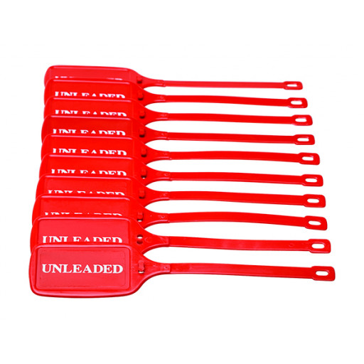 210x50mm Twist Lock Tag - Pkt of 10 - Double Sided - Wht/Red - Unleaded (UDT501)