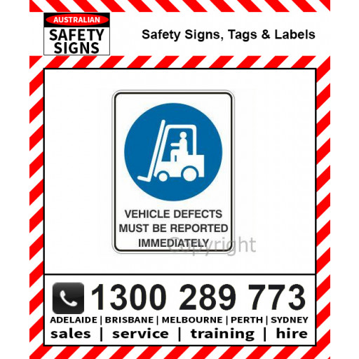VEHICLE DEFECTS MUST BE REPORTED 100X140mm Self Stick Vinyl (Pack of 5)