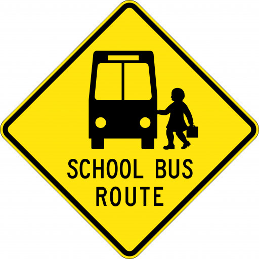 900x900mm - Aluminium - Class 1 Reflective - School Bus Route + Picto (W6-205C)