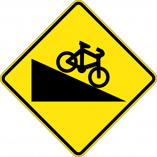 600x600mm - Aluminium - Class 1 Reflective - Steep Descent For Bicycles (W6-210A)