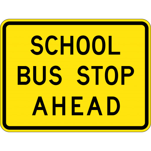 640x480mm - Aluminium - Class 1 Reflective - School Bus Stop Ahead (W8-213A)