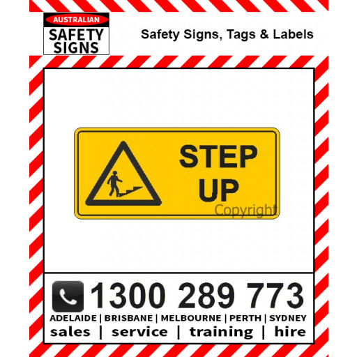 WARNING STEP UP 200x450mm Poly