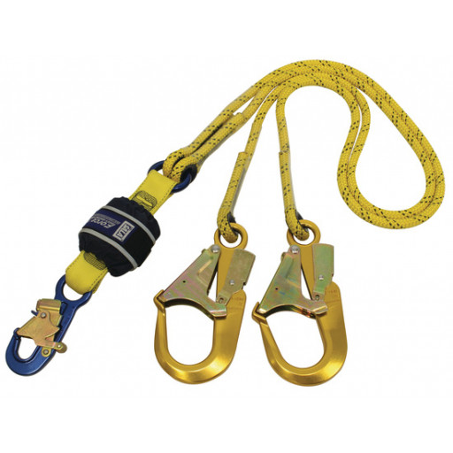 DBI SALA Force2 Shock Absorbing Lanyard Kernmantle Rope Double Tail 2.0m overall length