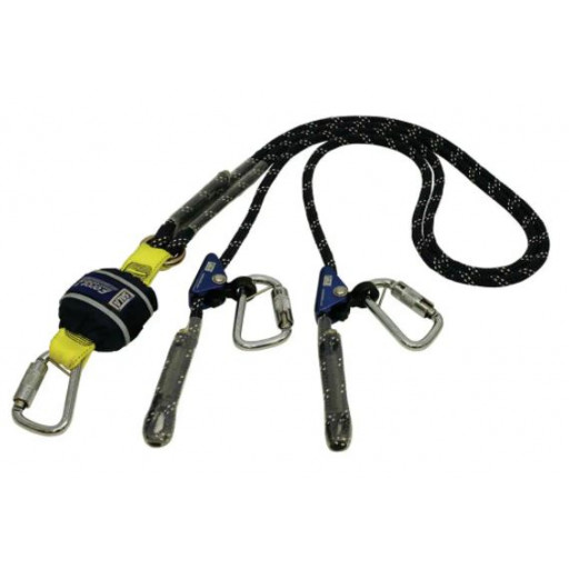 Force2 Shock Absorbing Lanyards Kernmantle Rope Double Tail Cut Resistant Adjustable 2.0m overall length