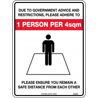 Please Adhere To Social & Physical Distancing Sign 300x255mm Poly (5909MP)