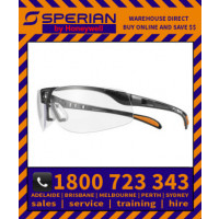 Prodege Black _ Orange Frame Clear Lens Hard Coat Safety Glasses