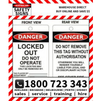 (PK10)(TAGPD6) TAG DANGER LOCKED OUT DO 100x150mm POLY