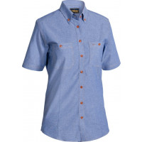 Bisley Womens Chambray Short Sleeve Shirt Blue