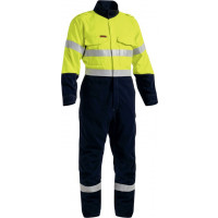 Bisley Tencate Tecasafe Plus 700 Taped 2 Tone Hi Vis Engineered FR Vented Coverall Yellow/Navy (BC8086T-TT01) Size 102R