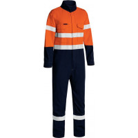 Bisley Tencate Tecasafe Plus 580 Taped Hi Vis Lightweight FR Non Vented Engineered Coverall Orange/Navy (BC8186T-TT02) Size 102R
