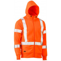Bisley X Taped Hi Vis Front Fleece Rail Hoodie Orange