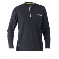 Bisley Flex & Move Cotton Rich Henley Long Sleeve Tee Charcoal Marle