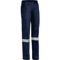 Bisley Womens Drill Pant 3M Reflective Tape Navy