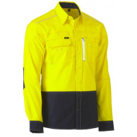 Bisley Flex & Move Hi Vis Utility Shirt Yellow/Navy