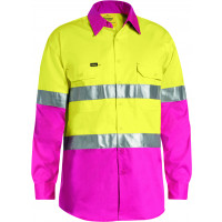 Bisley 3M Taped Cool Lightweight Hi Vis Shirt Yellow/Pink