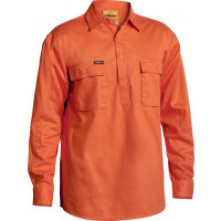 Orange Bisley Mens Closed Front Long Sleeve Shirt