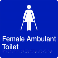 180x180mm - Braille - Blue PVC - Female Ambulant Toilet (BTS013)