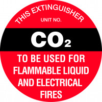 200mm Disc - Self Adhesive - Fire Extinguisher Marker - CO2 (Black) (FRL04A)