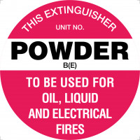 200mm Disc - Self Adhesive - Fire Extinguisher Marker - Powder B(E) (White) (FRL06A)