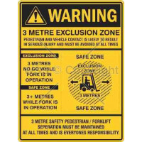 WARNING 3 METRE EXCLUSION ZONE 450x600mm Poly