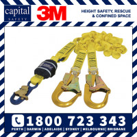DBI SALA Force2 Shock Absorbing Elasticated Webbing Lanyard - Double Tail 2.0m overall length