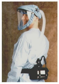 Hospital Worker wearing a PAPR